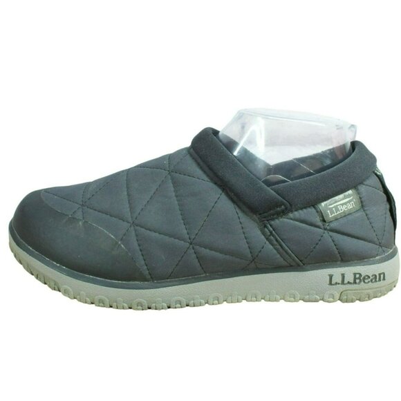 LL Bean Ultralight Black Nylon Insulated Waterproof Quilted Ankle Shoes Size 9 M - Picture 1 of 10